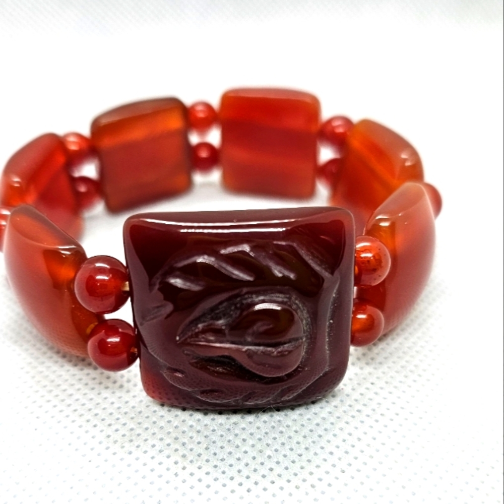 Vintage Chunky Carnelian Stretch Bracelet